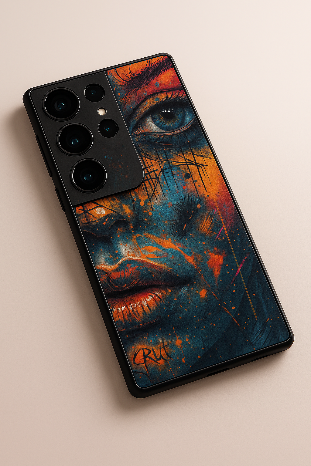 Aesthetic Face Shot Premium Glass Back Cover For Samsung Galaxy S, A, M & F Series