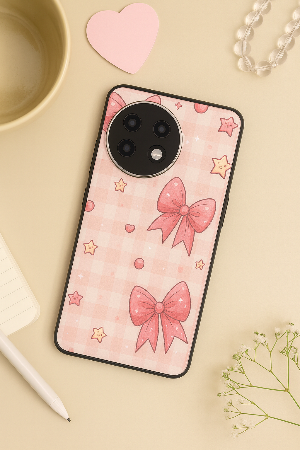 Pastel charm Premium Glass Back Cover For One Plus 13, 12, 11, 10, Nord Series