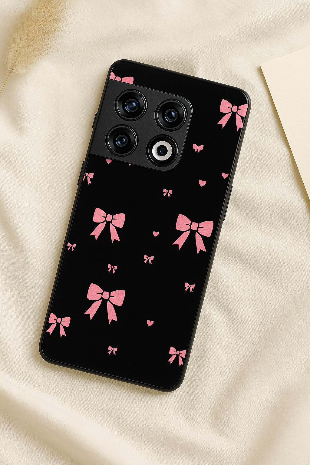 Glam Bow Premium Glass Back Cover For One Plus 13, 12, 11, 10, Nord Series