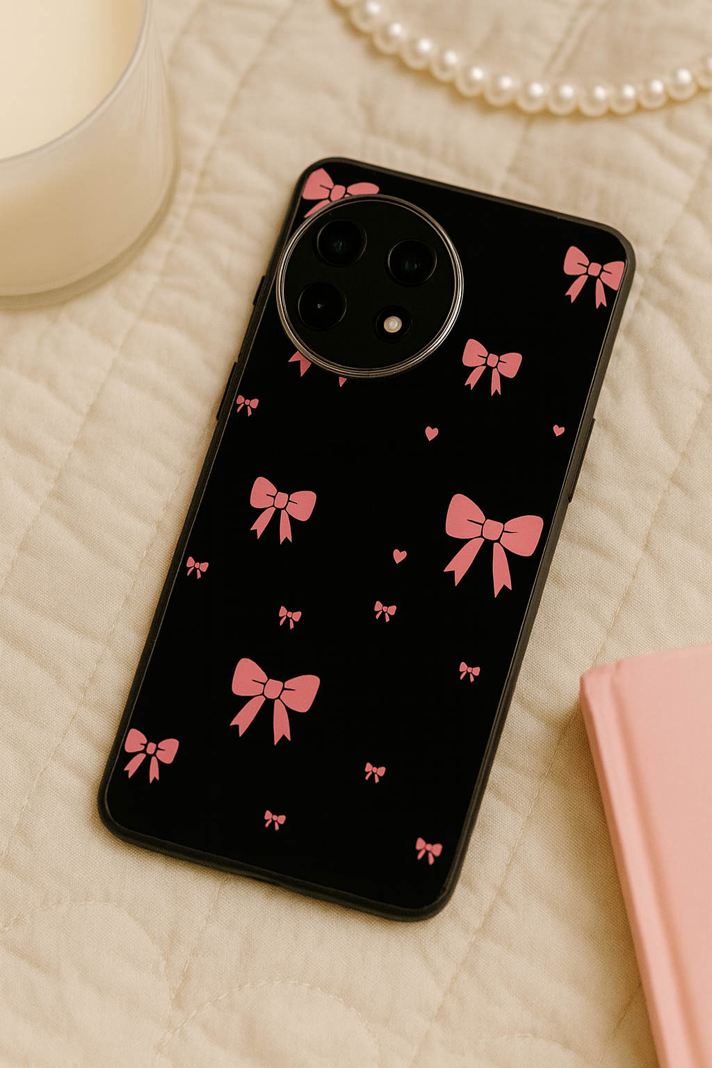 Glam Bow Premium Glass Back Cover For One Plus 13, 12, 11, 10, Nord Series