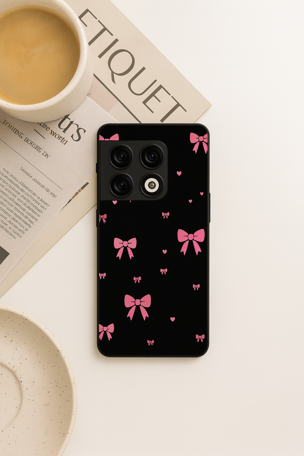 Glam Bow Premium Glass Back Cover For One Plus 13, 12, 11, 10, Nord Series