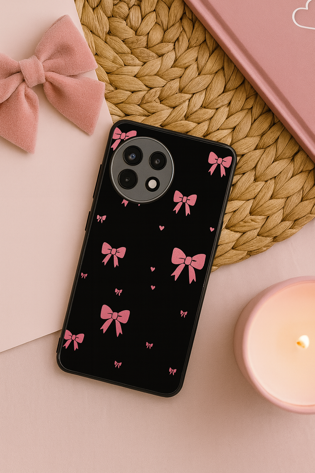 Glam Bow Premium Glass Back Cover For One Plus 13, 12, 11, 10, Nord Series