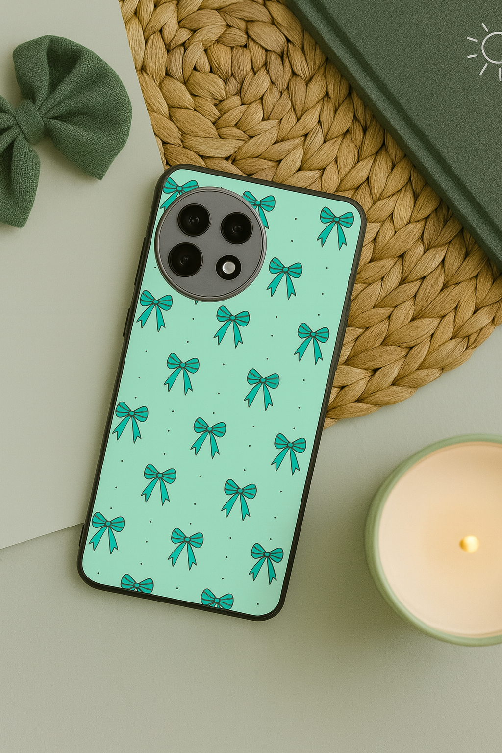 Aesthetic Green Premium Glass Back Cover For One Plus 13, 12, 11, 10, Nord Series