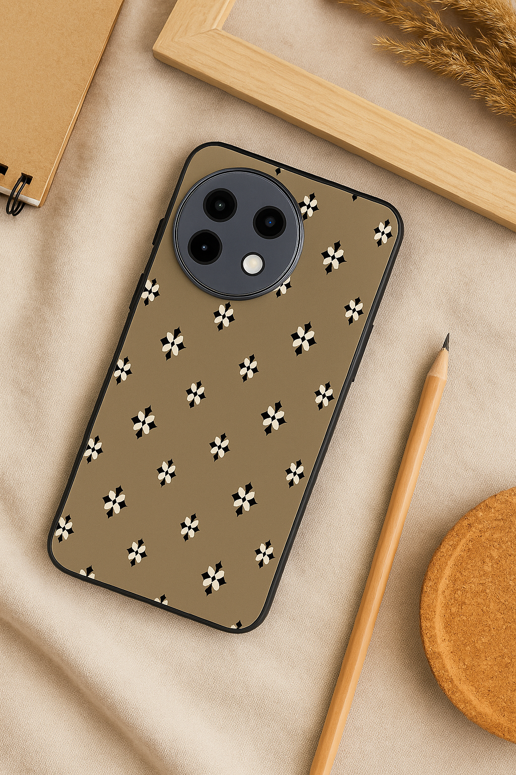 Aesthetic Floral Grid Premium Glass Back Cover For One Plus 13, 12, 11, 10, Nord Series