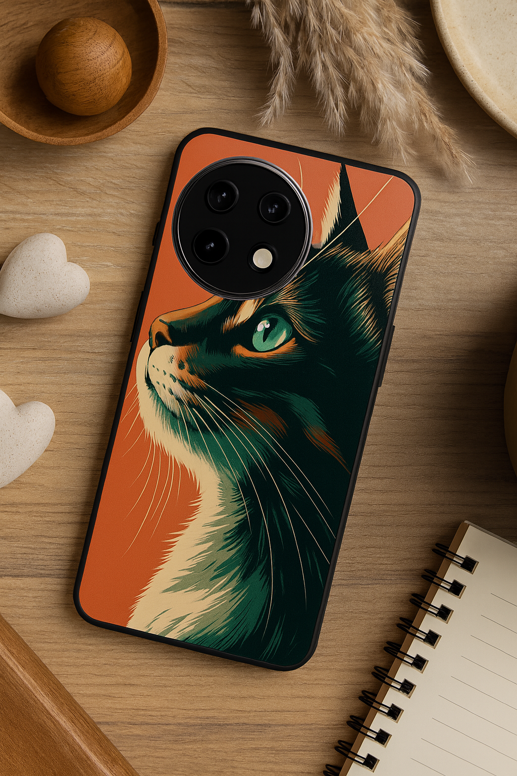 Cutie Cat Premium Glass Back Cover For One Plus 13, 12, 11, 10, Nord Series