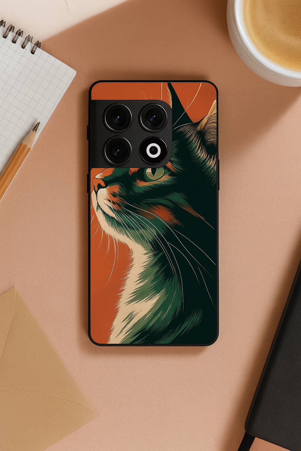Cutie Cat Premium Glass Back Cover For One Plus 13, 12, 11, 10, Nord Series