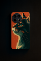 Cutie Cat Premium Glass Back Cover For One Plus 13, 12, 11, 10, Nord Series