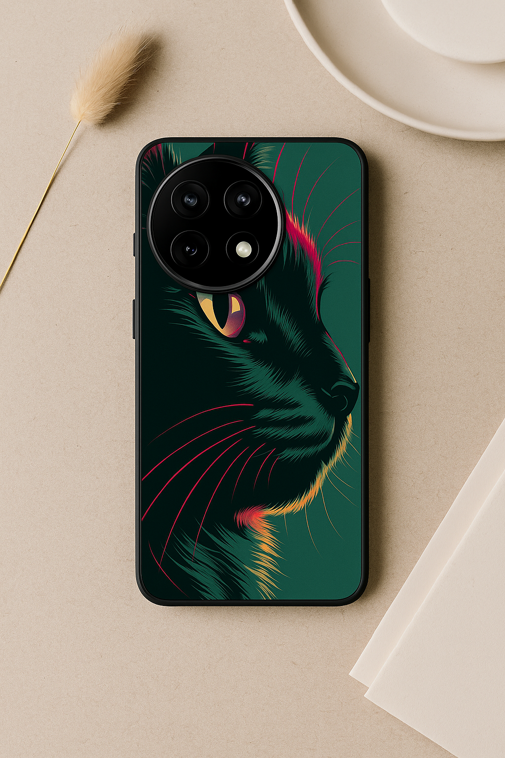 Kitty Abstract Premium Glass Back Cover For One Plus 13, 12, 11, 10, Nord Series