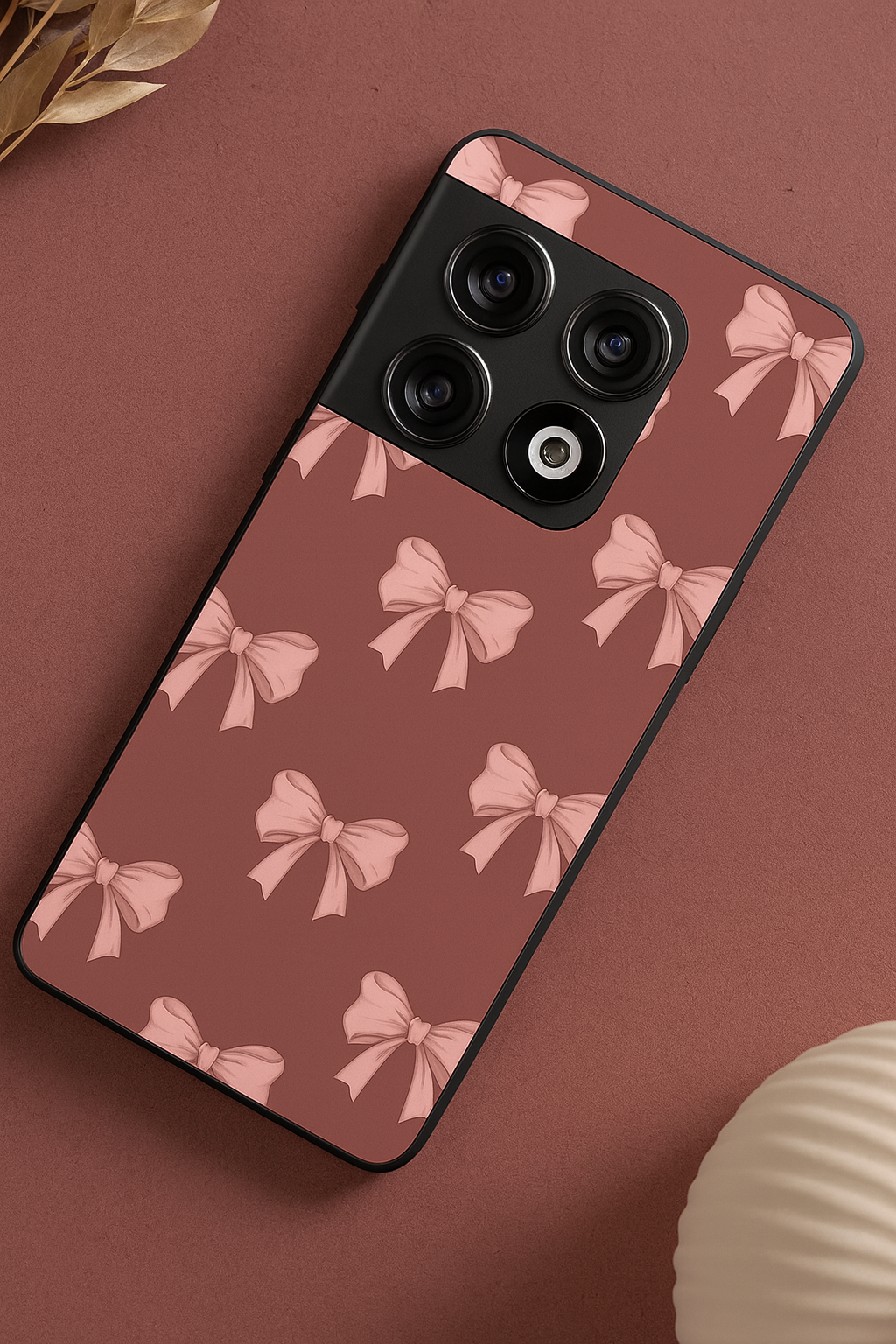 Blush Knots Premium Glass Back Cover For One Plus 13, 12, 11, 10, Nord Series