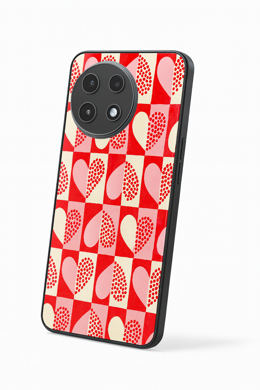Heart Pattern Premium Glass Back Cover For One Plus 13, 12, 11, 10, Nord Series