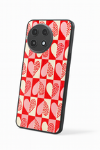 Heart Pattern Premium Glass Back Cover For One Plus 13, 12, 11, 10, Nord Series