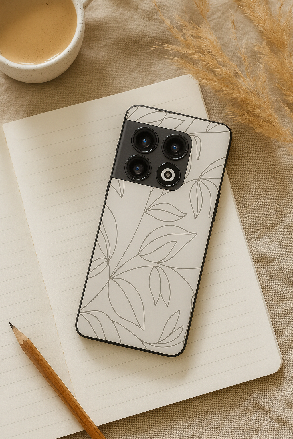 The Petal Sketch Premium Glass Back Cover For One Plus 13, 12, 11, 10, Nord Series