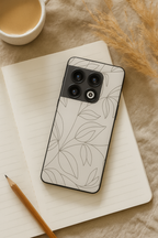 The Petal Sketch Premium Glass Back Cover For One Plus 13, 12, 11, 10, Nord Series