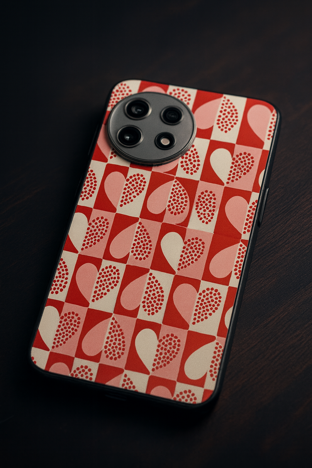 Heart Pattern Premium Glass Back Cover For One Plus 13, 12, 11, 10, Nord Series
