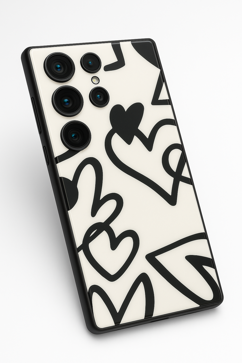 Black Heart Beut Premium Glass Back Cover For Samsung Galaxy S, A, M & F Series