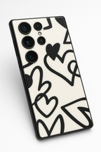 Black Heart Beut Premium Glass Back Cover For Samsung Galaxy S, A, M & F Series