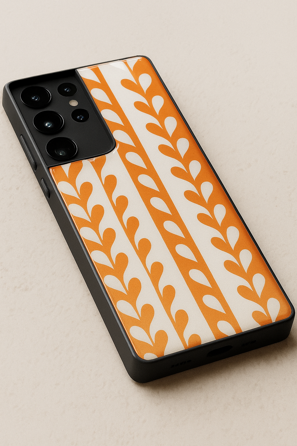 Flowery Line Pattern Premium Glass Back Cover For Samsung Galaxy S, A, M & F Series