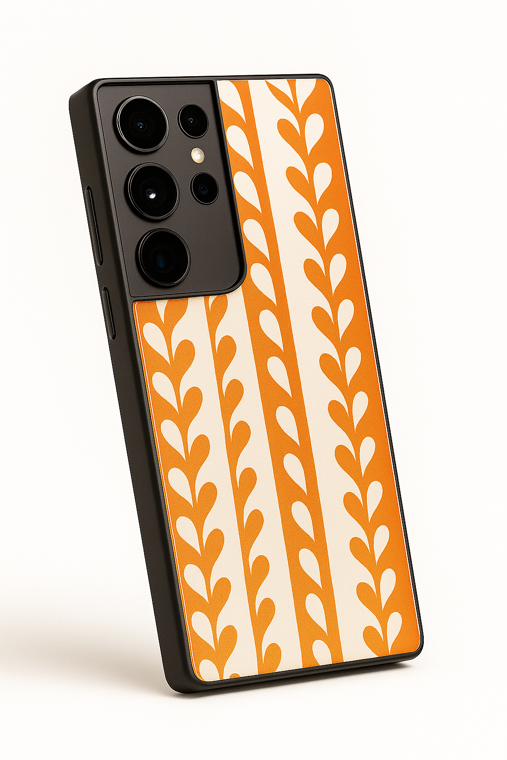 Flowery Line Pattern Premium Glass Back Cover For Samsung Galaxy S, A, M & F Series