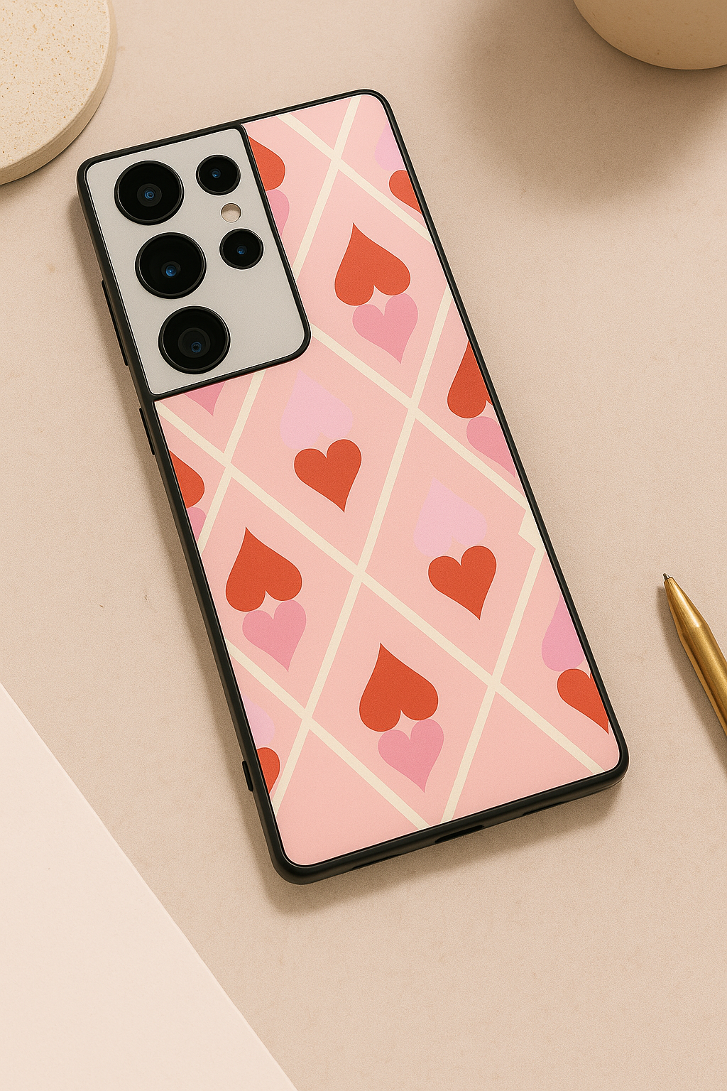 Hearts Play Premium Glass Back Cover For Samsung Galaxy S, A, M & F Series