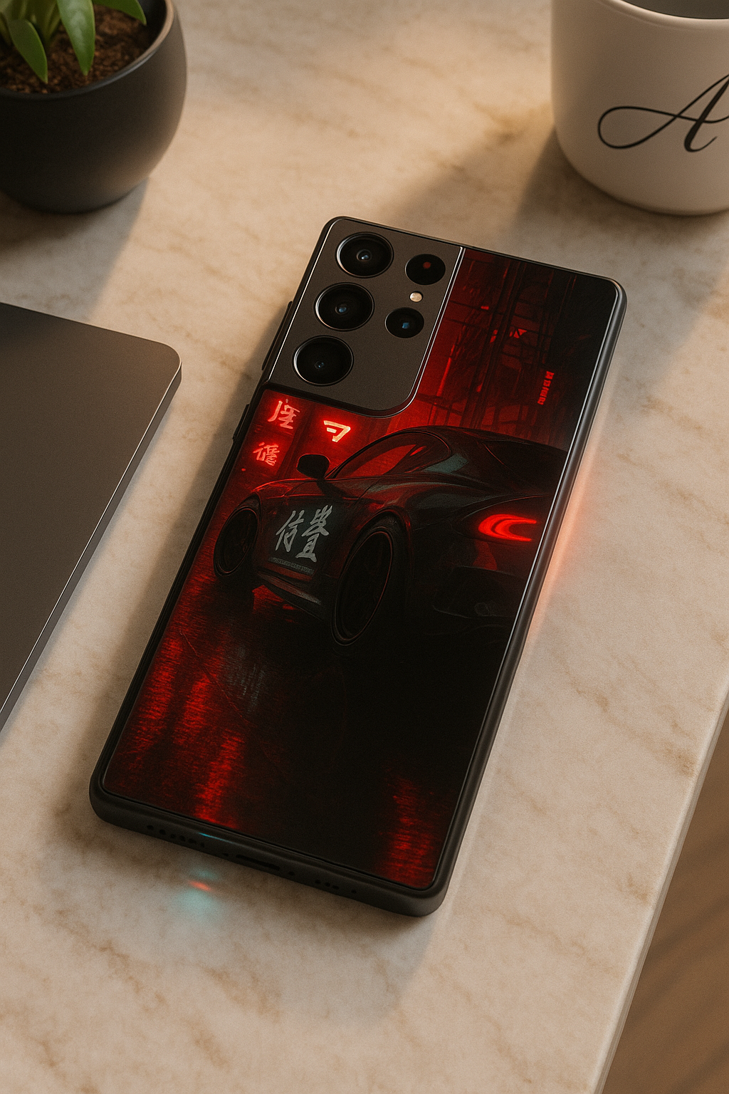 Aesthetic Car Focus Premium Glass Back Cover For Samsung Galaxy S, A, M & F Series