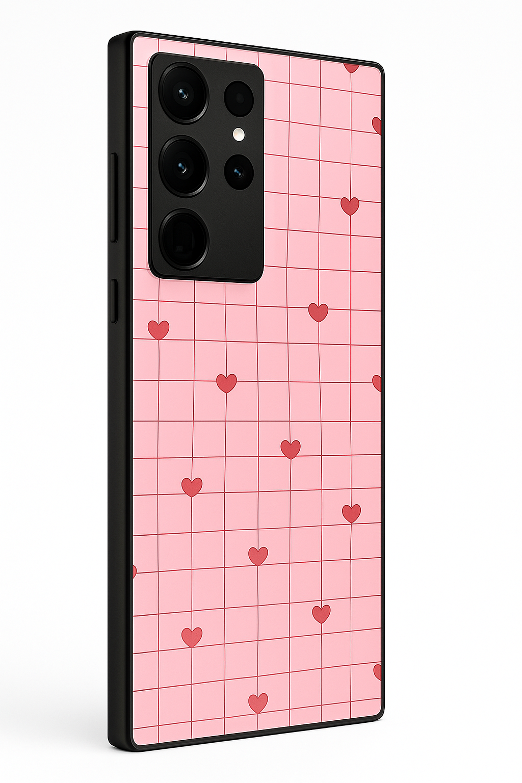 Scrap Book Hearts Premium Glass Back Cover For Samsung Galaxy S, A, M & F Series