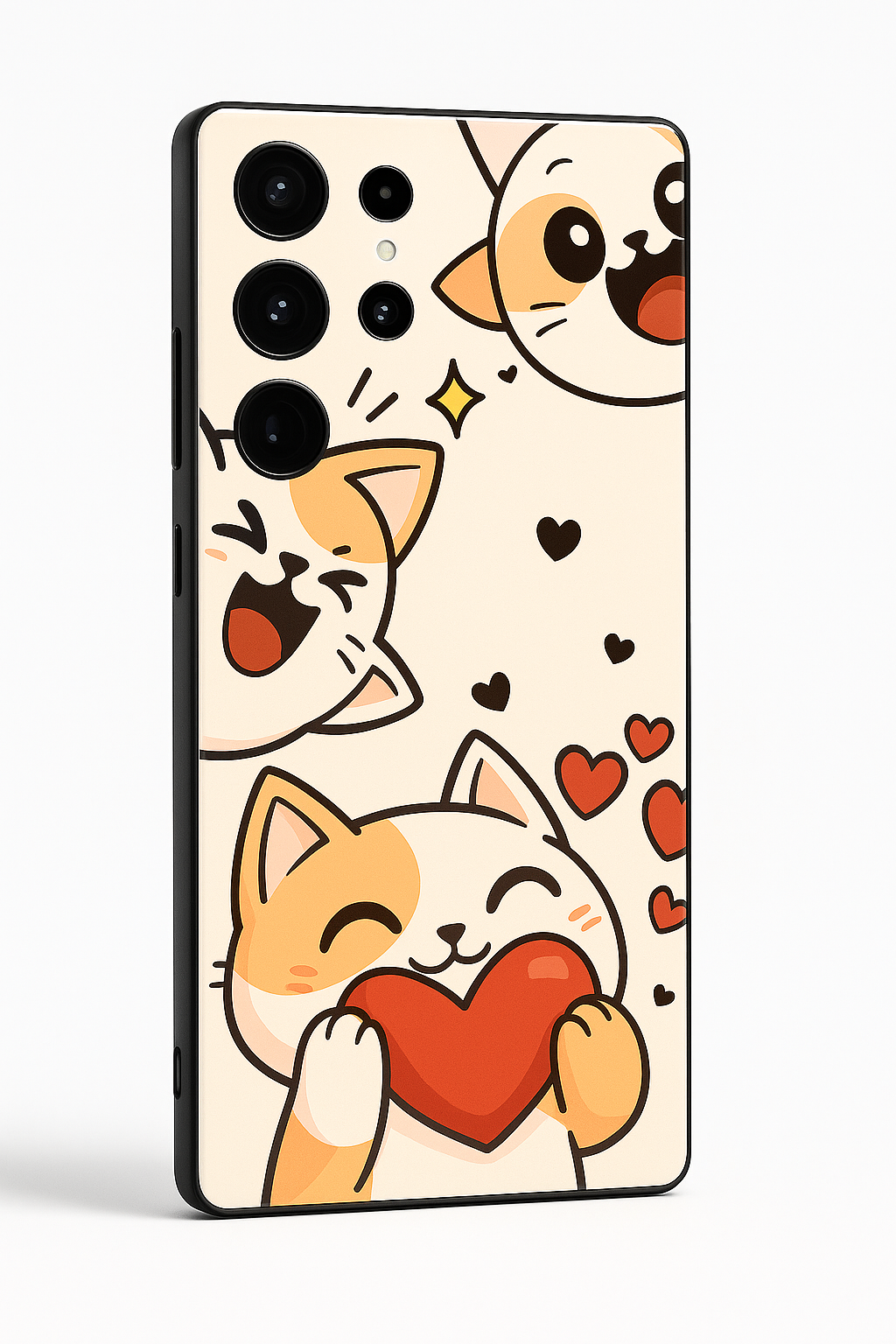 Kitty Love Premium Glass Back Cover For Samsung Galaxy S, A, M & F Series