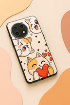 Kitty Love Premium Glass Back Cover For One Plus 13, 12, 11, 10, Nord Series