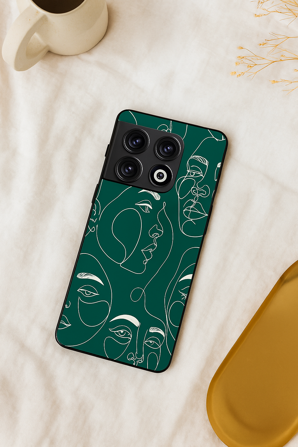 Line Art Lady Premium Glass Back Cover For One Plus 13, 12, 11, 10, Nord Series