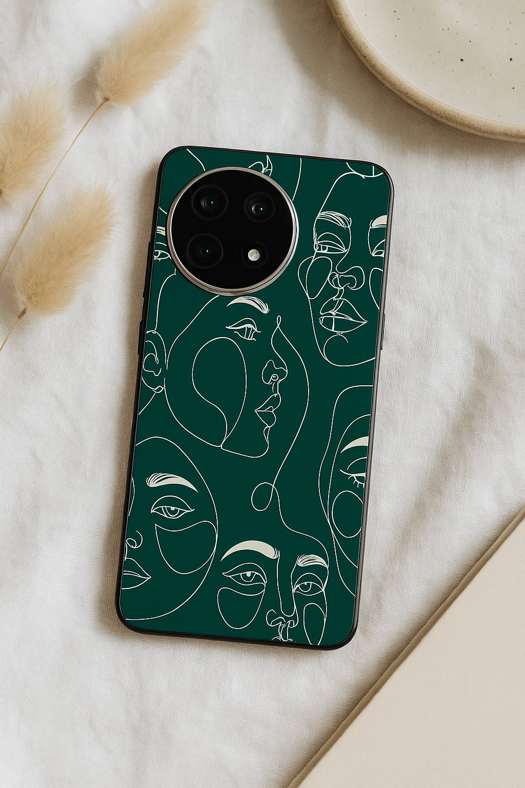 Line Art Lady Premium Glass Back Cover For One Plus 13, 12, 11, 10, Nord Series