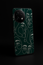 Line Art Lady Premium Glass Back Cover For One Plus 13, 12, 11, 10, Nord Series