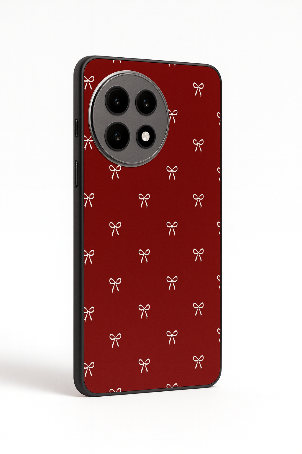 Red Bow Beaut Premium Glass Back Cover For One Plus 13, 12, 11, 10, Nord Series