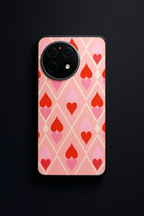 Hearts Play Premium Glass Back Cover For One Plus 13, 12, 11, 10, Nord Series