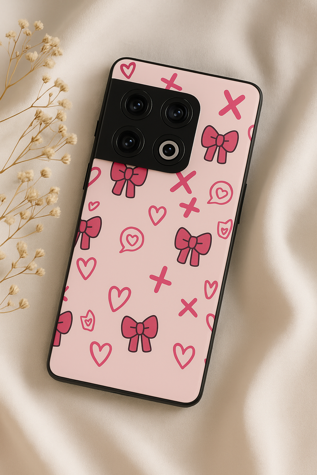 XOXO Bows Premium Glass Back Cover For One Plus 13, 12, 11, 10, Nord Series