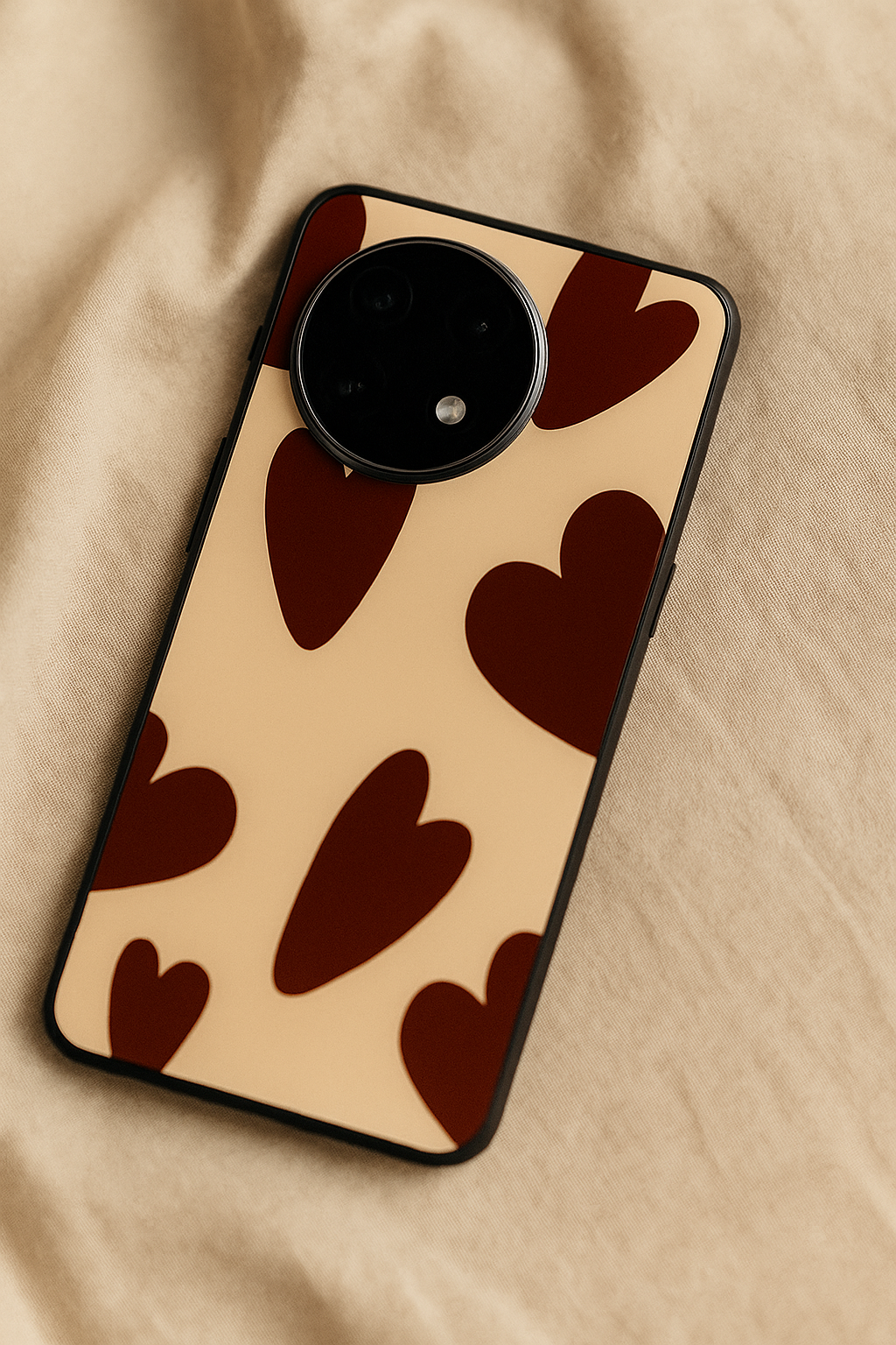 Chocolate Hearts Premium Glass Back Cover For One Plus 13, 12, 11, 10, Nord Series
