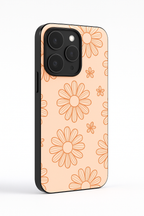 Peach Daisy Printed Glass Back iPhone Covers (11–16) Series | Cute Designs