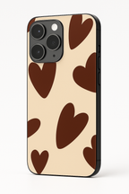 Cocoa Hearts Printed Glass Back iPhone Covers (11–16) Series | Aesthetic Designs