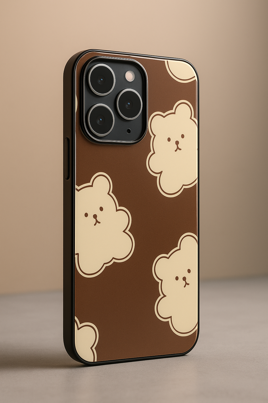 Cocoa Bear Printed Glass Back iPhone Covers (11–16) Series | Cute Designs