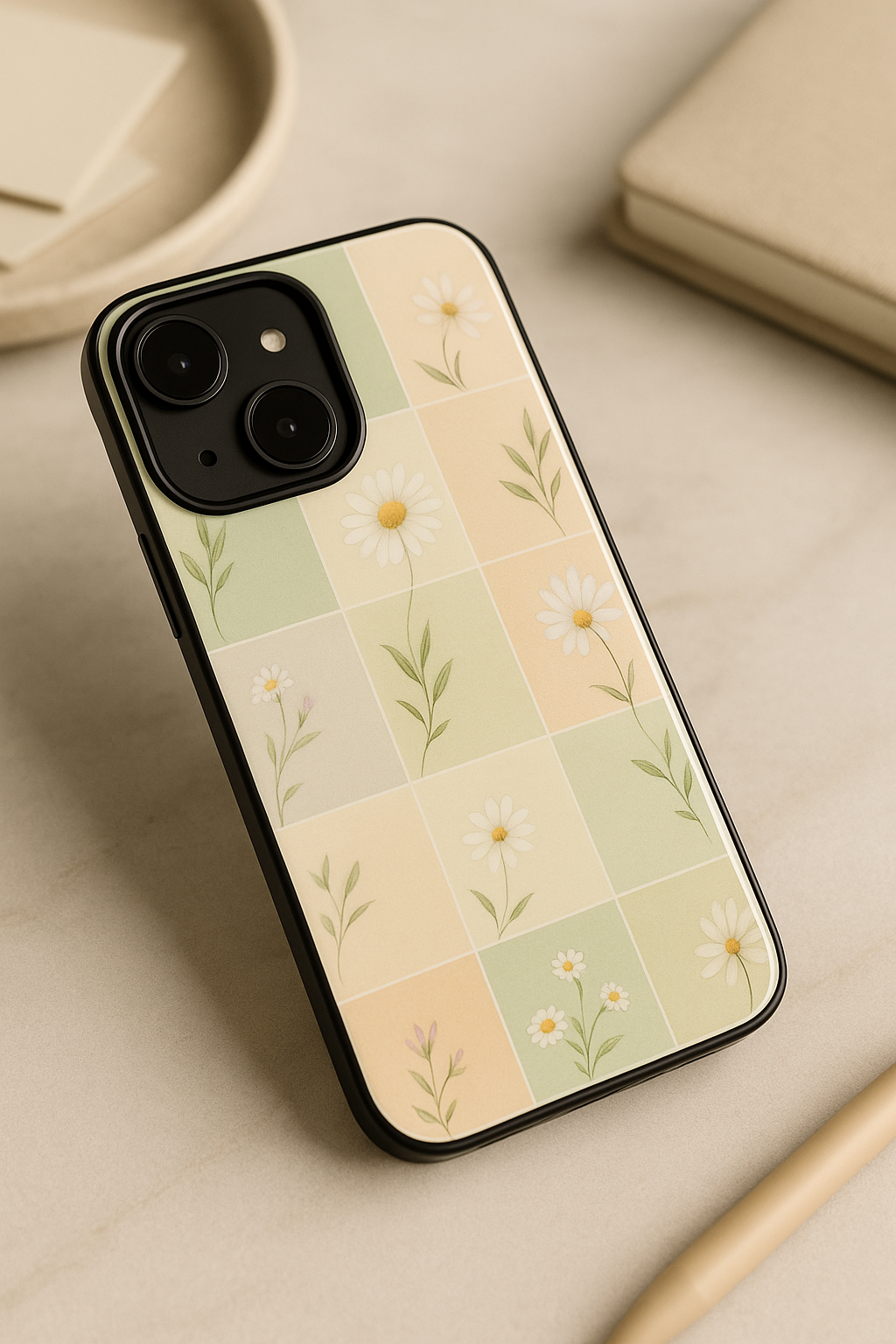 Pastel Tiles Printed Glass Back iPhone Covers (11–16) Series | Aesthetic Designs