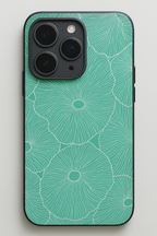 Aqua Flora Printed Glass Back iPhone Covers (11–16) Series | Aesthetic Design