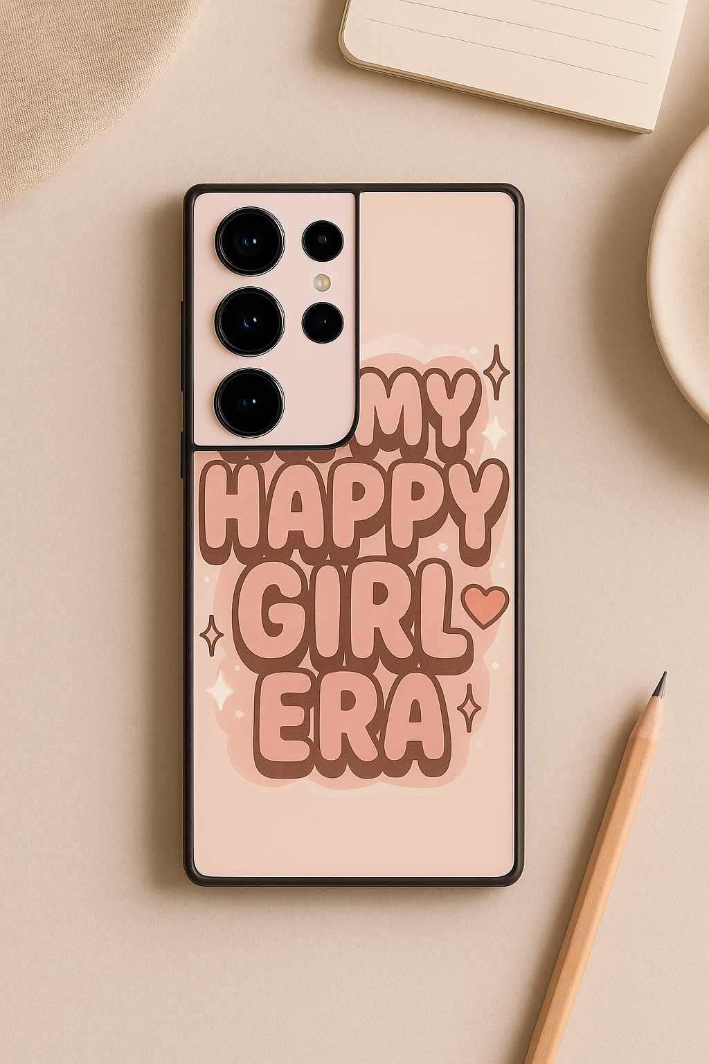Happy Girl Era Premium Glass Back Cover For Samsung Galaxy S, A, M & F Series