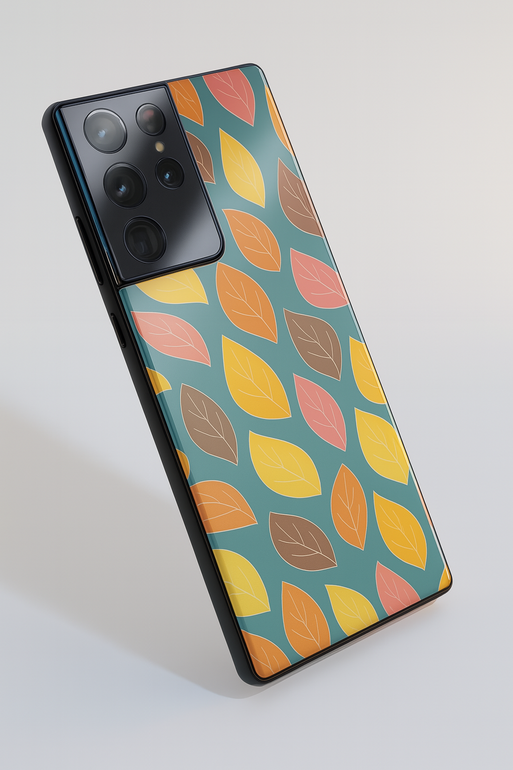 Leaf pattern Premium Glass Back Cover For Samsung Galaxy S, A, M & F Series