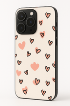 Love Doodle Printed Glass Back iPhone Covers (11–16) Series | Cute Designs