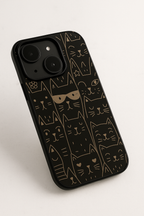 Meow Mood Printed Glass Back iPhone Covers (11–16) Series | Cute Designs