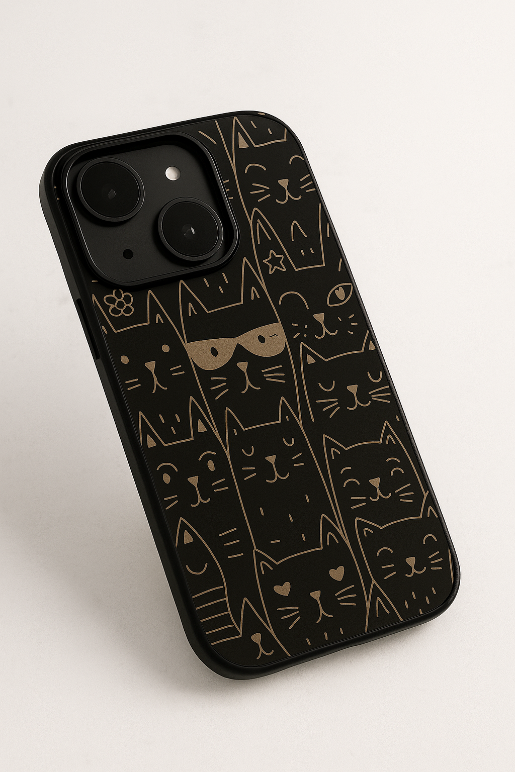 Meow Mood Printed Glass Back iPhone Covers (11–16) Series | Cute Designs