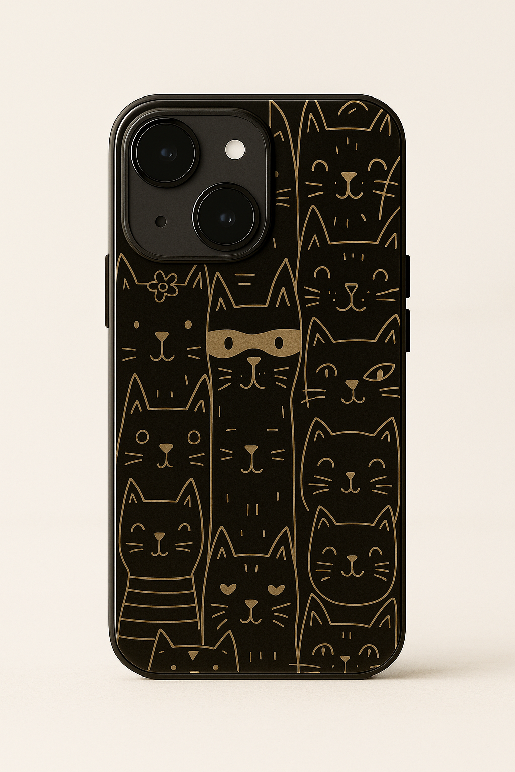 Meow Mood Printed Glass Back iPhone Covers (11–16) Series | Cute Designs