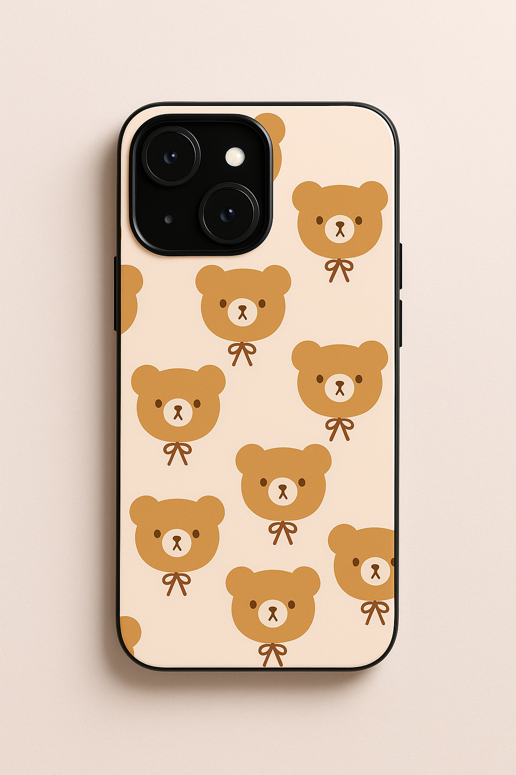 Bow Bear Printed Glass Back iPhone Covers (11–16) Series | Cute Designs