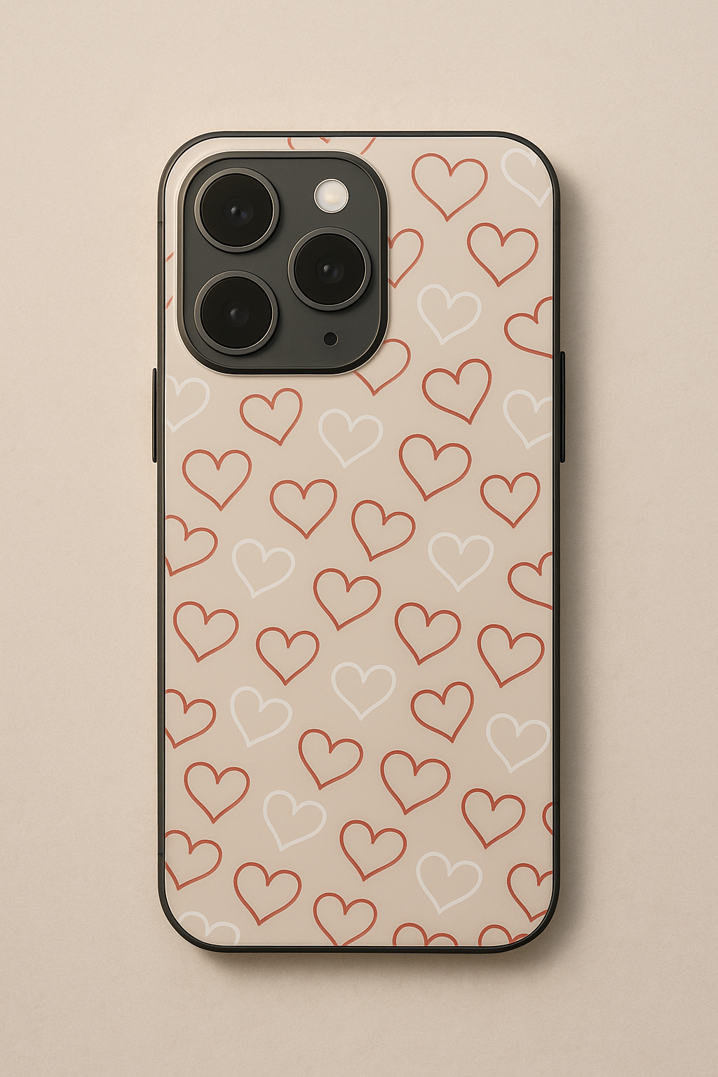 Simple Hearts Printed Glass Back iPhone Covers (11–16) Series | Aesthetic Designs