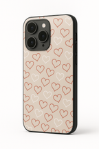 Simple Hearts Printed Glass Back iPhone Covers (11–16) Series | Aesthetic Designs