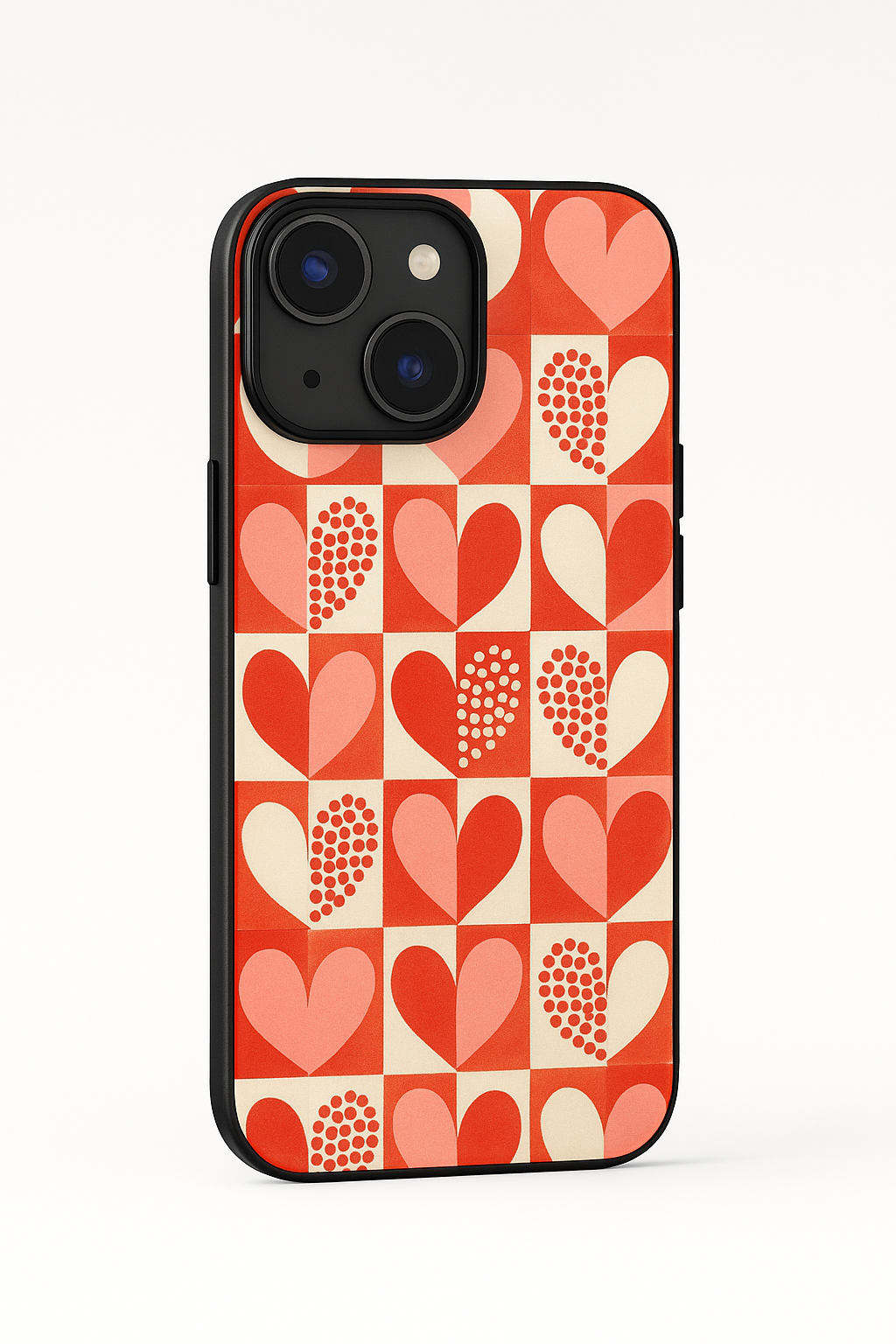 Retro Hearts Printed Glass Back iPhone Covers (11–16) Series | Aesthetic Designs