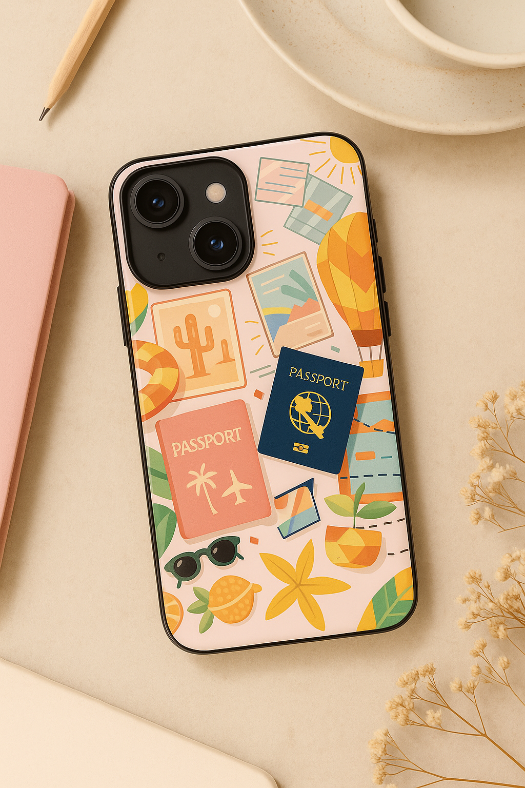 Vacay Vibes Printed Glass Back iPhone Covers (11–16) Series | Aesthetic Designs
